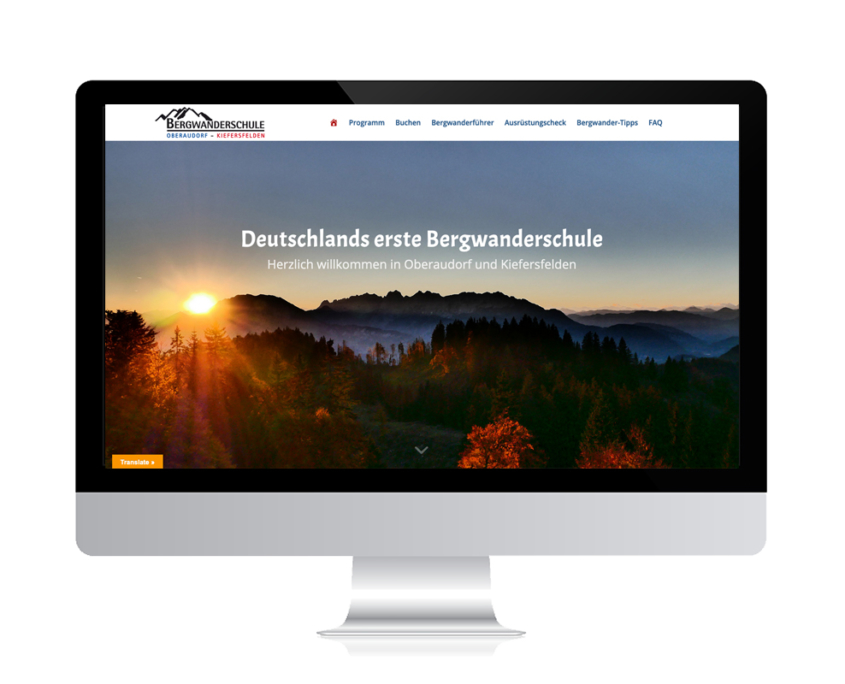 WebDesign Rosenheim Referenz für Tourismus-Angebot auf PC-Bildschirm