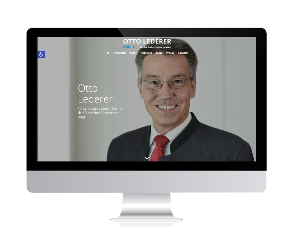 WebDesign Rosenheim Referenz für Landtagsabgeordneten Otto Lederer auf PC-Bildschirm